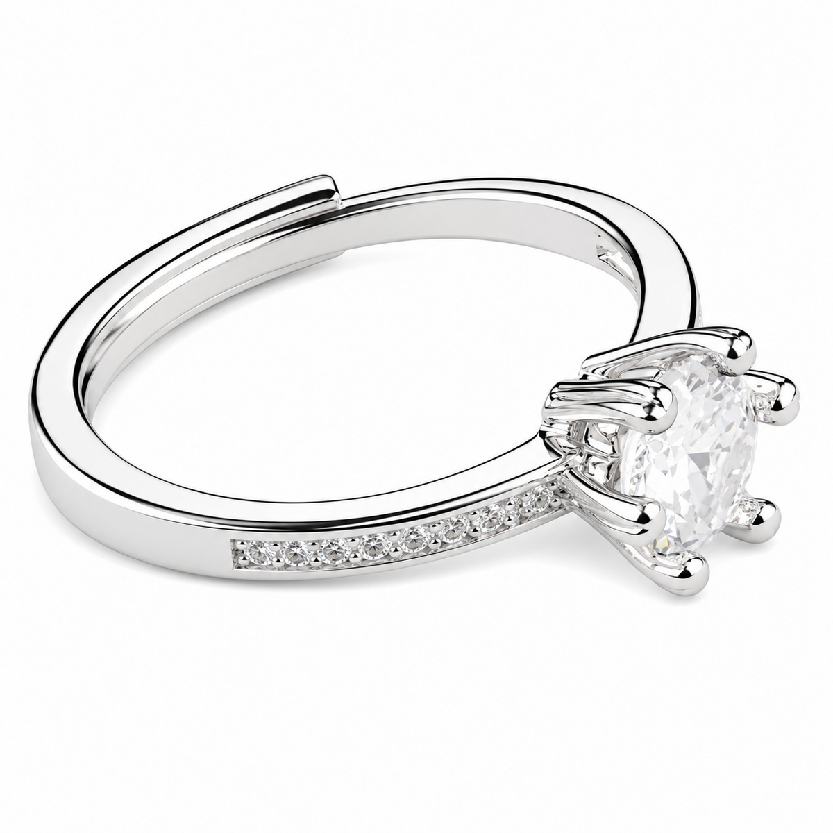 Round Cut Solitaire Ring For Women With Sparkling Shoulder Band Wedding 1607