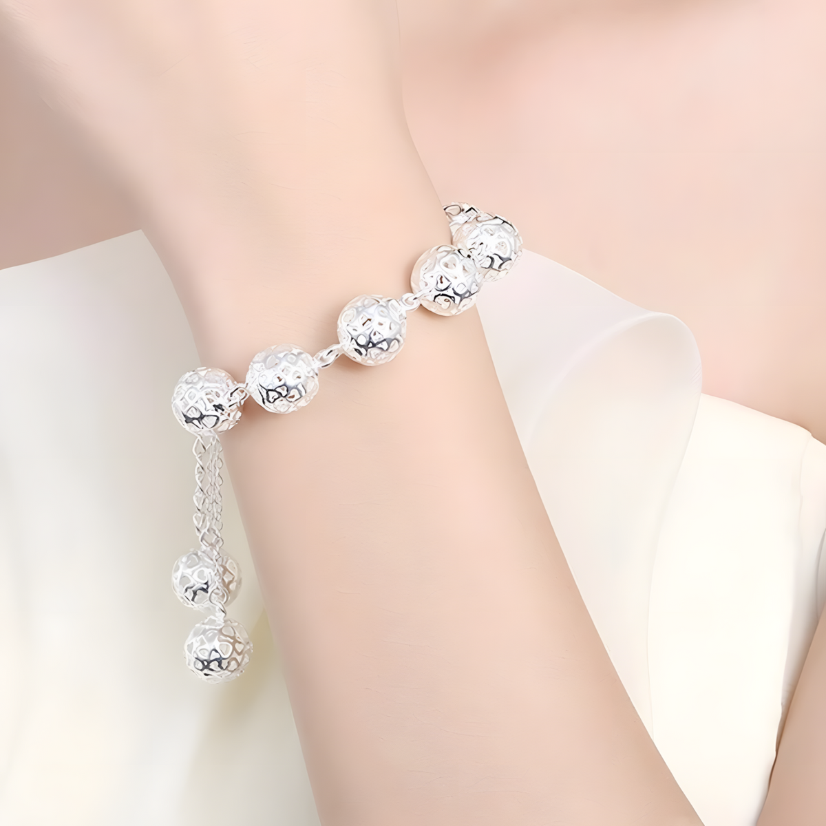 Silver Plated Hollow Ball Jewellery Set–Copper Alloy 925 Silver Plating 1218