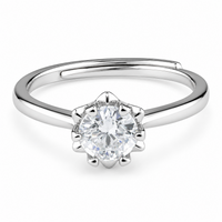 Adjustable Starburst Solitaire Zircon Ring, Round Brilliant Cut Engagement 1625