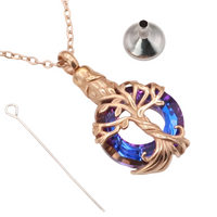 Tree of Life  Necklace with Multicolor Circle Crystal 316L Stainless Steel B218