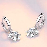 925 Silver-Plated Flower Zircon Hoop Earrings for Women – Trendy Plant-Shape 994