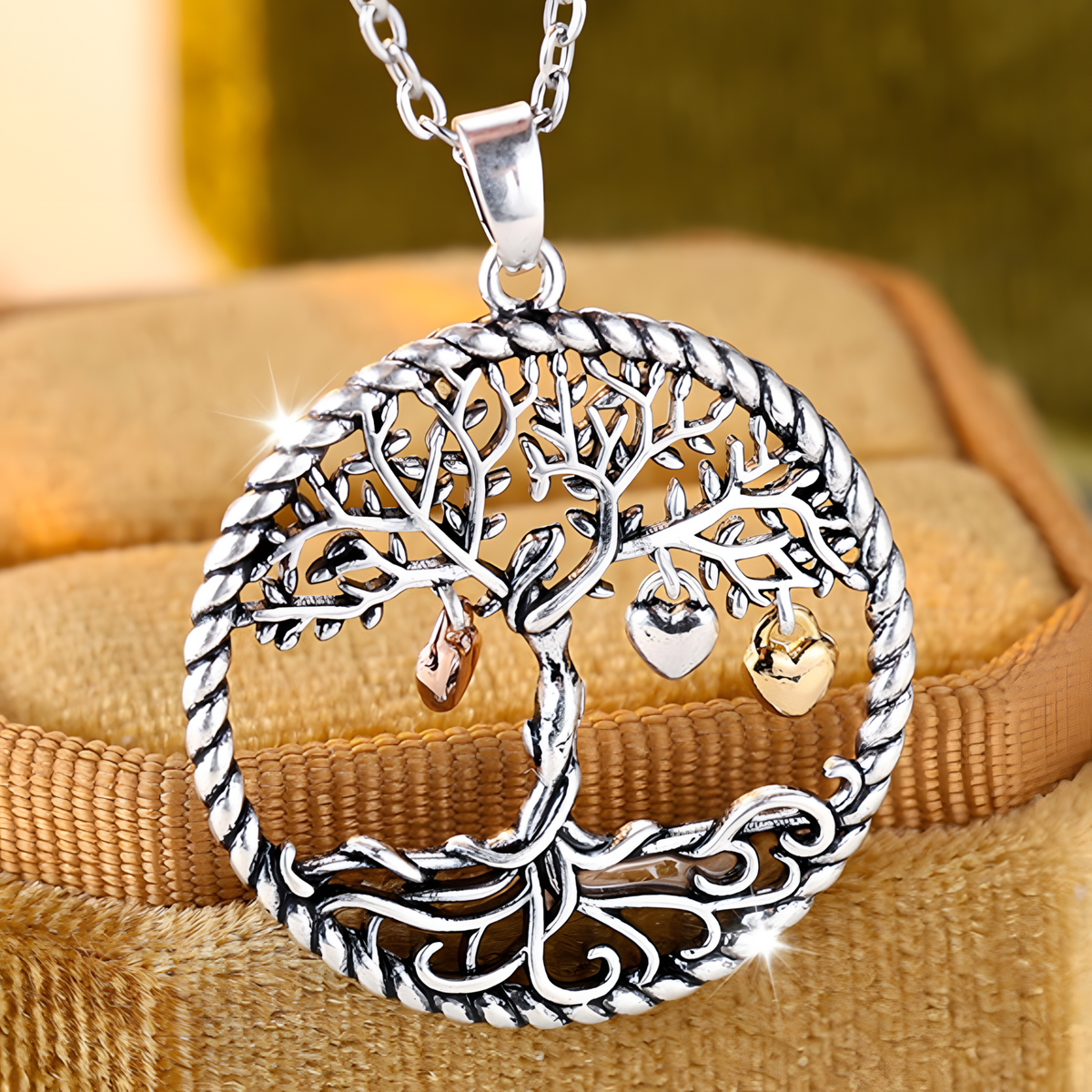 Tree Of Life Pendant Necklace-Copper Metal Family Tree Necklace Zirconia 1132