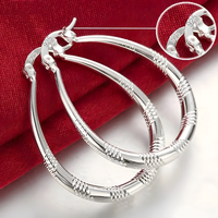 Textured Hoop Earrings for Women – Copper Alloy with 925 Silver Plating 1204