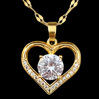 Stainless Steel Chain Heart Pendant Necklace for Women –Copper Heart Zircon 1146