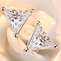 925 Silver-Plated Alloy Trillion Cut Zircon Stud Earrings Women – Sparkling 1040