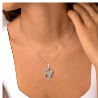 Dazzling Phoenix Bird Crystal Necklace - Silver Tone & Colorful Iridescent B81