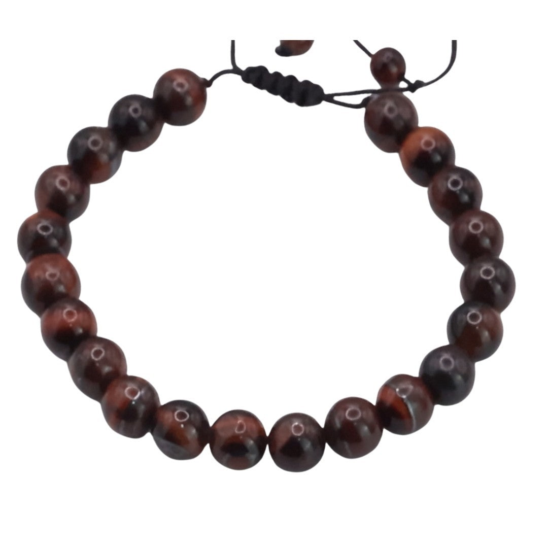 Adjustable Macrame Bracelet for Men Women,Featuring Natural 8mm Tiger's Eye B122
