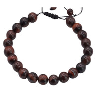 Adjustable Macrame Bracelet for Men Women,Featuring Natural 8mm Tiger's Eye B122
