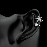 925 Sterling Silver Starfish & CZ Spiral Cuff Earrings - Unique Ear Climber 354