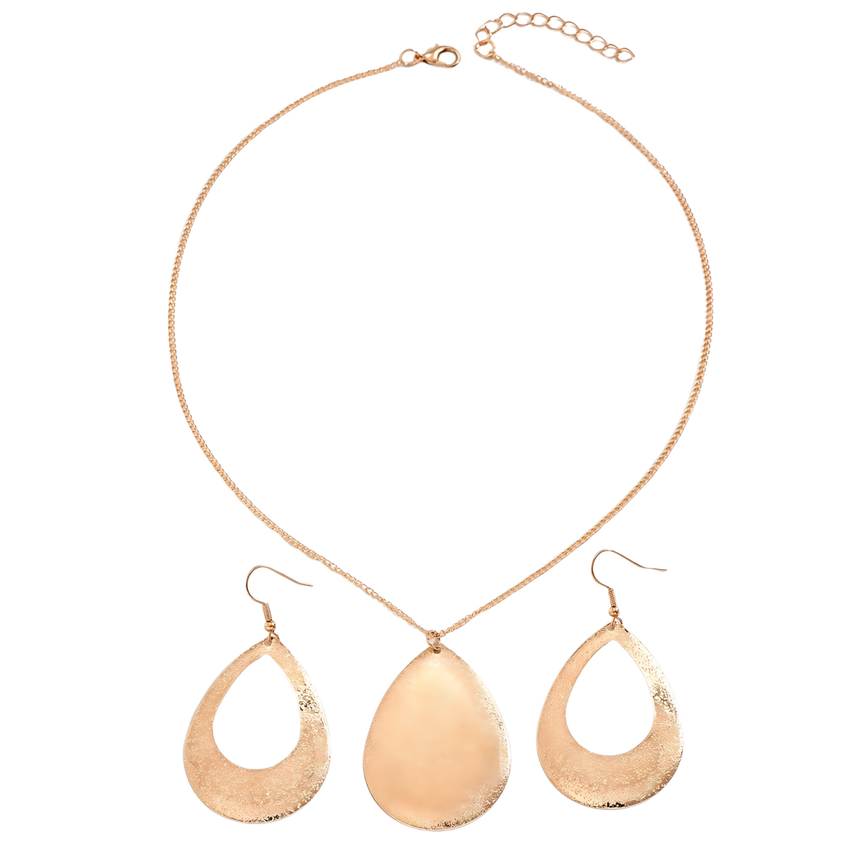 3PCS Lightweight Geometric Jewelry Set with Hollow Teardrop Pendant, 43+5 cm 717