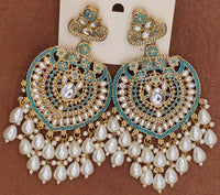 Elegant Bollywood Inspired Gold Kundan Earrings - Traditional Indian Jewelry 225