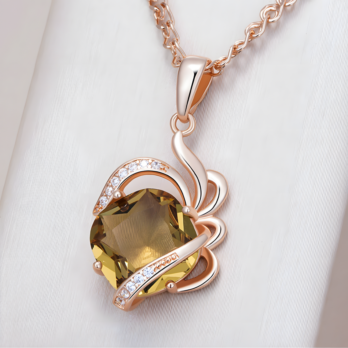 Vintage Geometric Pendant Necklace for Women – Copper Metal 585 Rose Gold 1272
