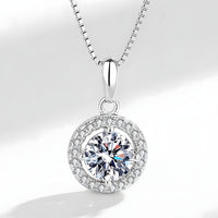 Sterling Silver Box Chain Necklace with Brilliant Zirconia Pendant Versatile 258