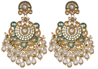 Elegant Bollywood Inspired Gold Kundan Earrings - Traditional Indian Jewelry 221