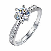 Women's Adjustable Round Brilliant Zircon Engagement Ring Elegant Solitaire 1614