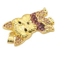 Yorkshire Terrier Dog Pendant Necklace For Women Gold Tone Look Crystal B239