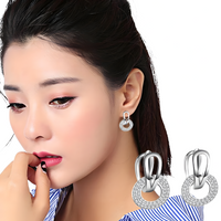 925 Sterling Silver Dangle Hoop Earrings – Unique Interlocking Circles Stone 315