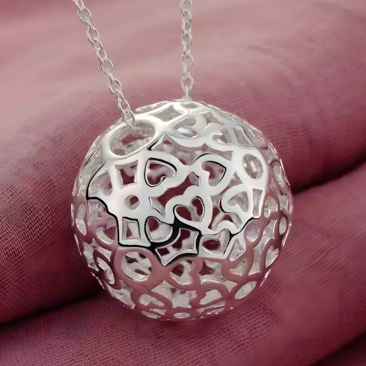 Silver Plated Hollow Ball Jewellery Set–Copper Alloy 925 Silver Plating 1218