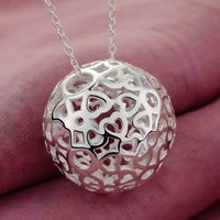 Silver Plated Hollow Ball Jewellery Set–Copper Alloy 925 Silver Plating 1218