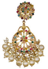Elegant Bollywood Inspired Gold Kundan Earrings - Traditional Indian Jewelry 240