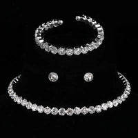 Luxury Glitter Crystal Zircon Necklace & Stud Earrings & Bangle Jewelry 99 UK