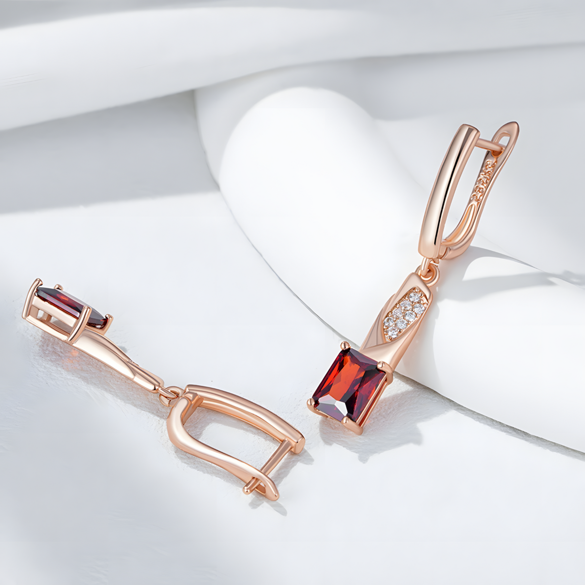 Rose Gold Colour Long Drop Earrings for Women, Copper Alloy Dangle Earrings 1291