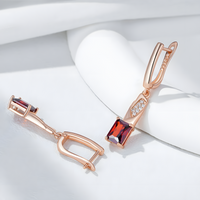 Rose Gold Colour Long Drop Earrings for Women, Copper Alloy Dangle Earrings 1291