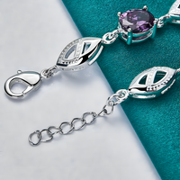 Unified Jewellery Purple Crystal Leaf Link Bracelet Adjustable Lobster 1848