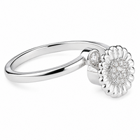 Sunflower Spinner Ring Adjustable Open Ring Silver Tone Floral Statement 1594