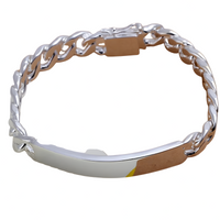 Silver Plated Alloy ID Chain Bracelet 20cm, Unisex Cuban Link Bracelet  1413