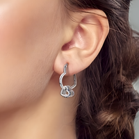 Sterling Silver Heart Earrings for Women – 925 Silver Plated Hoops with Blue 830