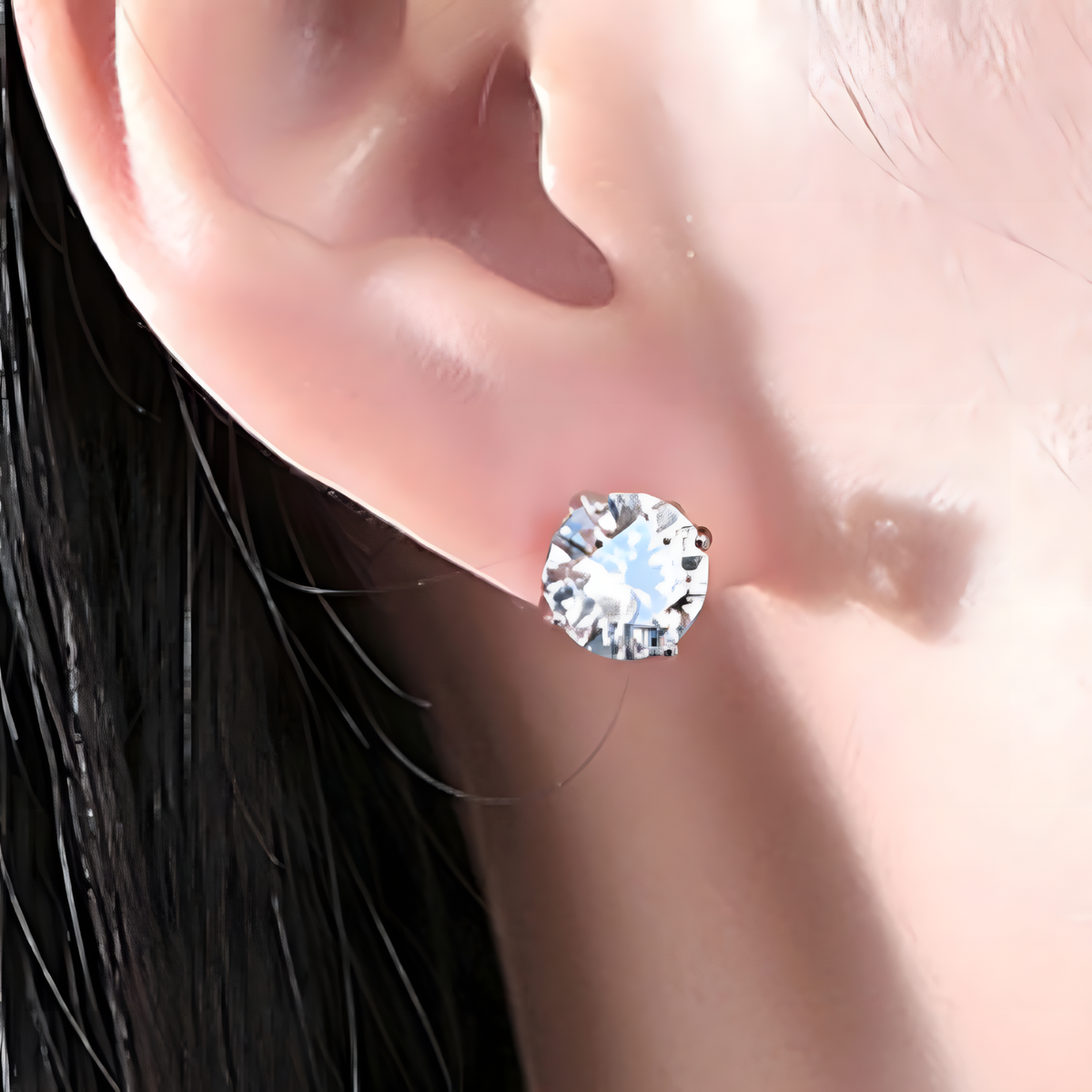Classic Round Stud Earrings for Women – Sparkling Cubic Zirconia Solitaire 1008
