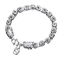 925 Silver Dragon Head Link Bracelet for Men's Biker Gothic Punk Jewellery 426