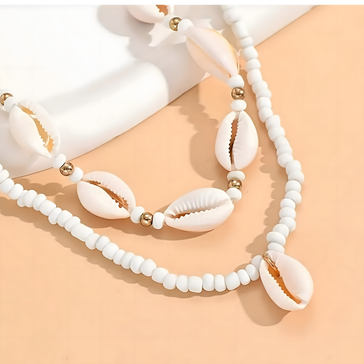 Bohemian Shell Bead Necklace for Women Vintage Multi Layered Cowrie Pendant 692