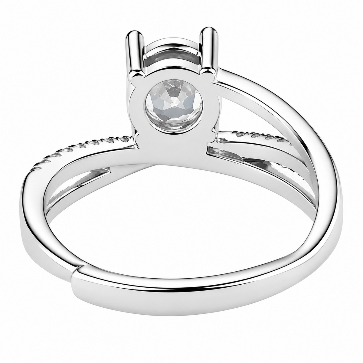 Women's Adjustable Round Brilliant Zircon Engagement Ring, Silver Tone Cros 1658