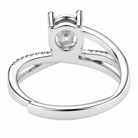 Women's Adjustable Round Brilliant Zircon Engagement Ring, Silver Tone Cros 1658
