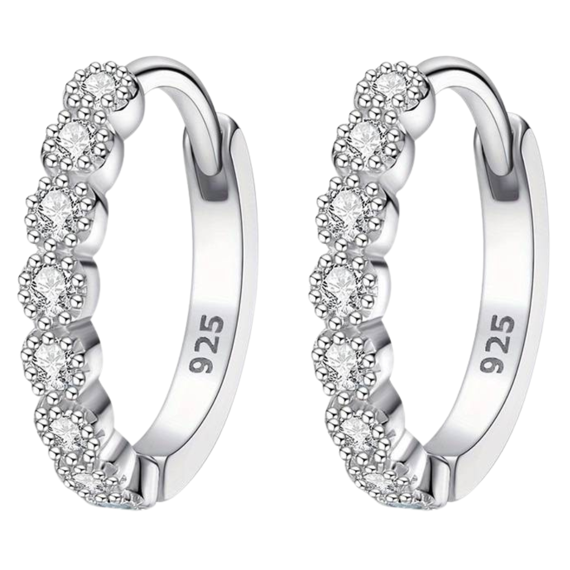 925 Sterling Silver Trendy Hoop Earrings, 13mm Diameter, Platinum Plated 147