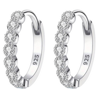 925 Sterling Silver Trendy Hoop Earrings, 13mm Diameter, Platinum Plated 147