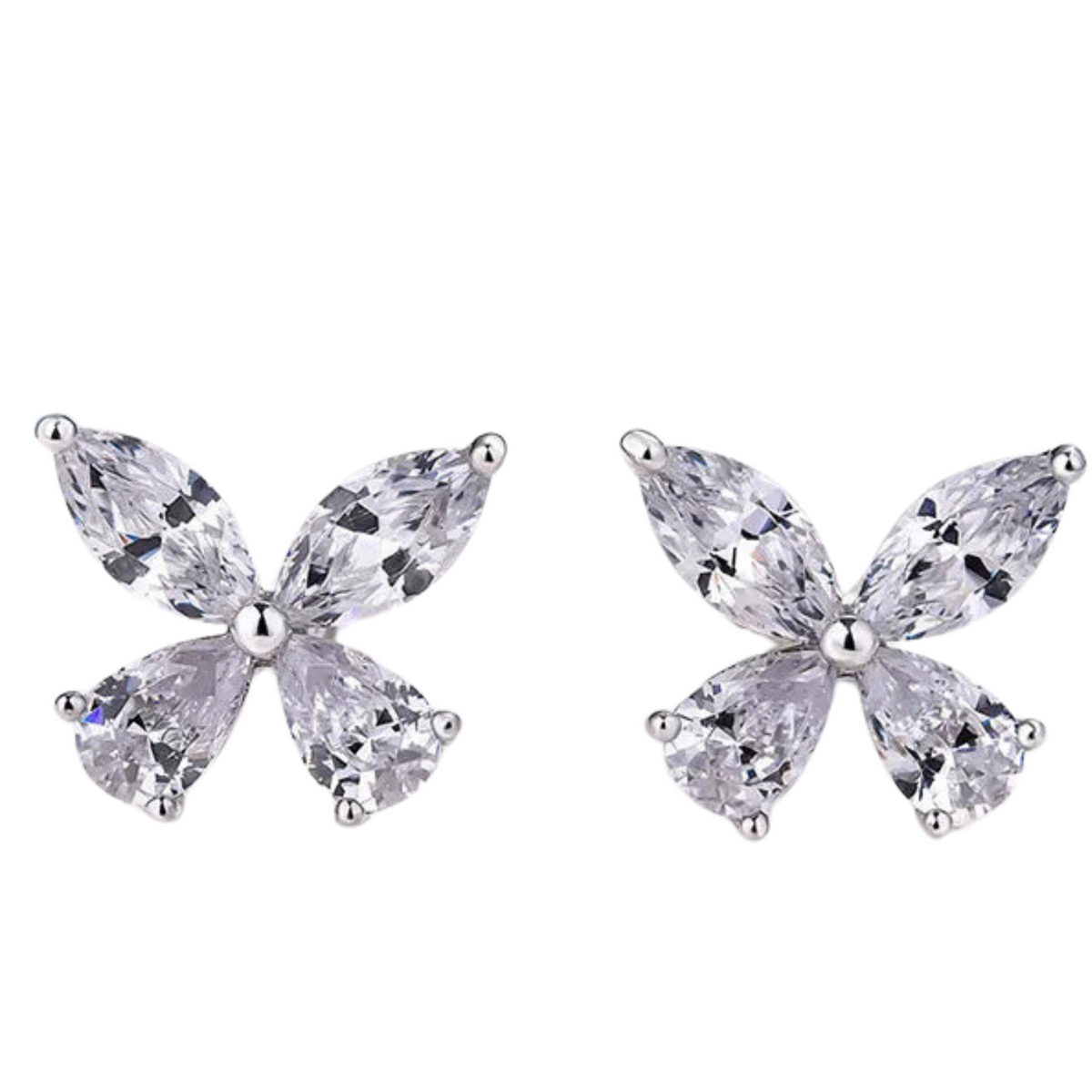 925 Silver-Plated Alloy Butterfly CZ Stud Earrings Women – Sparkling Zircon 997