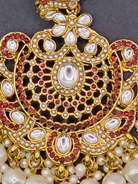 Elegant Bollywood Inspired Gold Kundan Earrings - Traditional Indian Jewelry 217