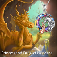 Unified Jewellery Dragon & Queen Crystal Pendant Necklace Silver Tone B58