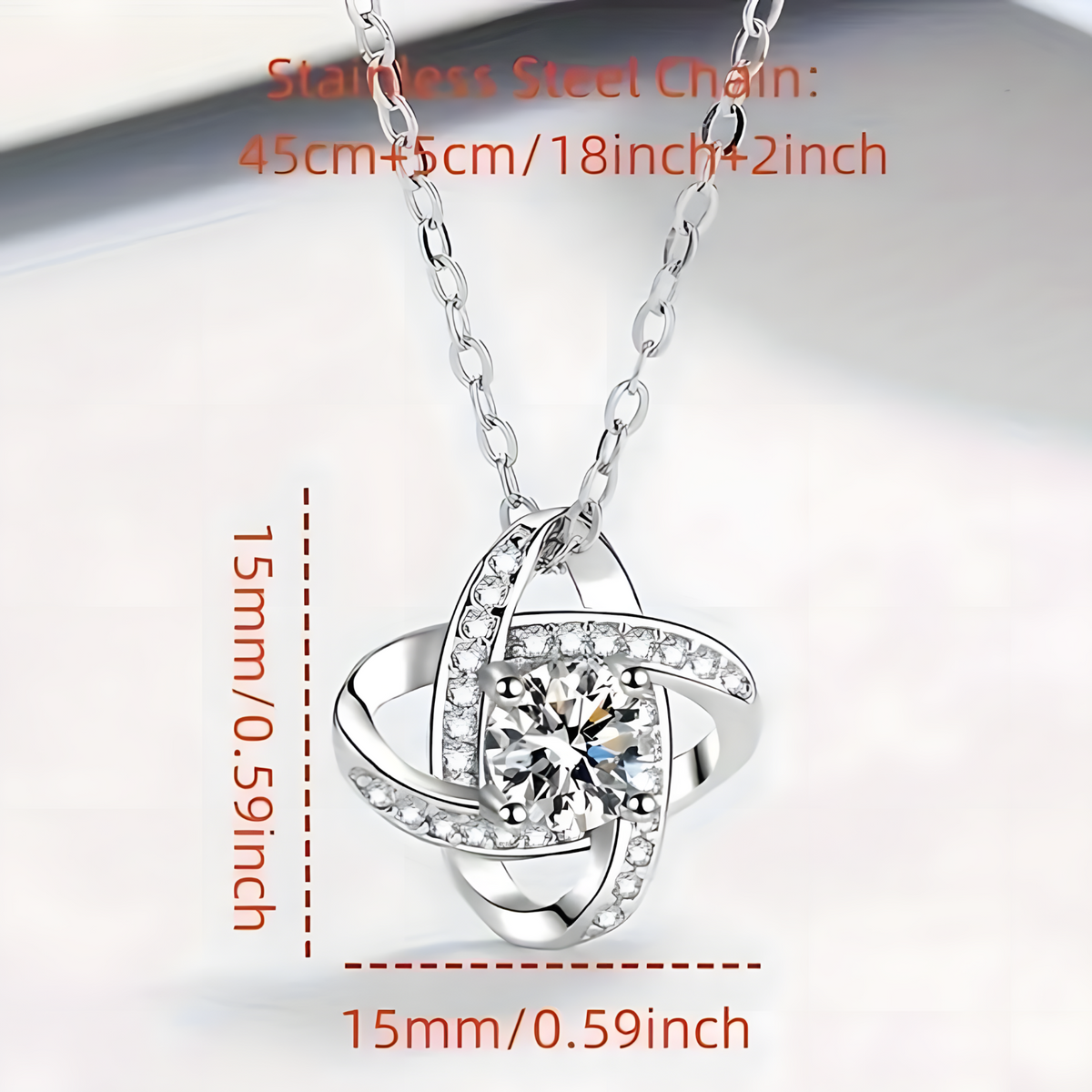 Vintage Style Cubic Zirconia Love Knot Necklace for Mom, Zinc Allo (No box) B187