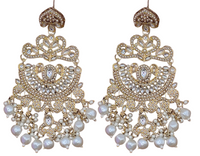 Elegant Bollywood Inspired Gold Kundan Earrings - Traditional Indian Jewelry 192