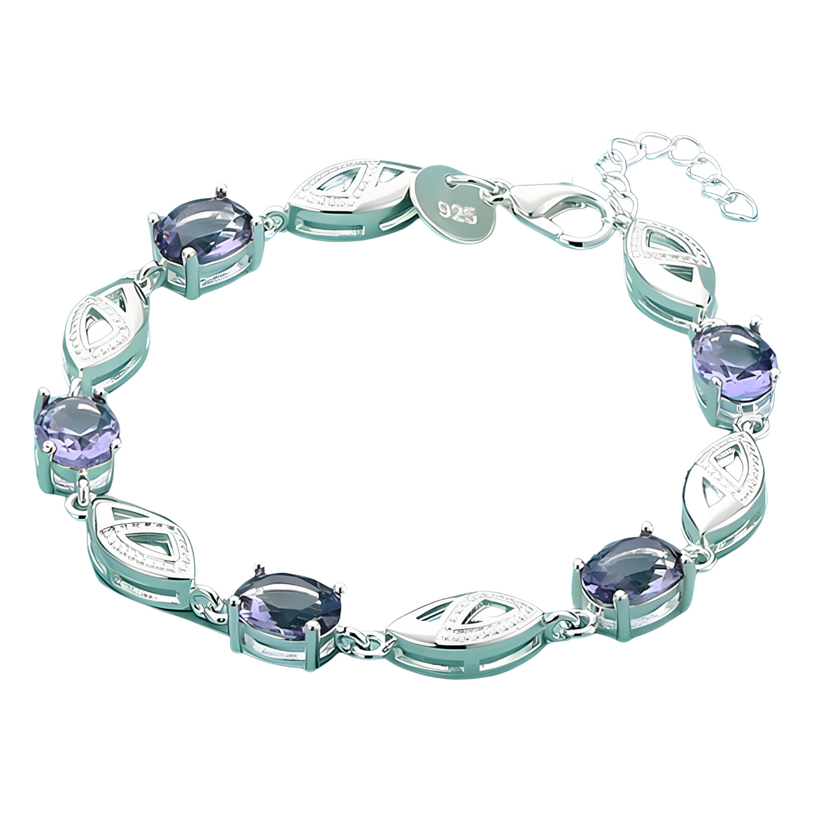 Unified Jewellery Purple Crystal Leaf Link Bracelet Adjustable Lobster 1848