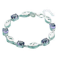 Unified Jewellery Purple Crystal Leaf Link Bracelet Adjustable Lobster 1848