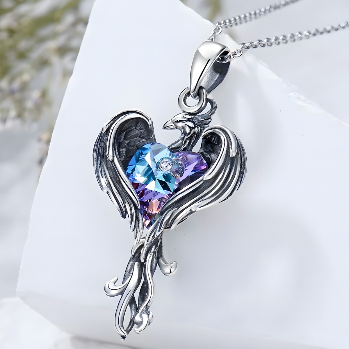 Phoenix Necklace for Women | Sterling Silver Plated Phoenix Bird Pendant B155