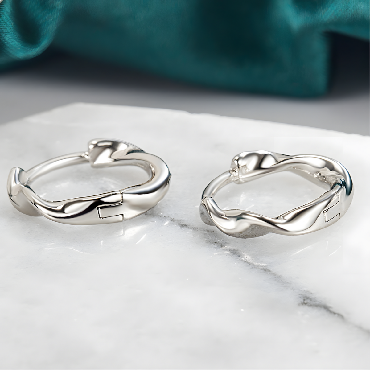 Silver-Tone Twisted Hoop Earrings Women Copper Alloy Zinc-Plated Fashion 993
