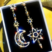 925 Silver needle asymmetrical earrings female fashion Korean temperament B156