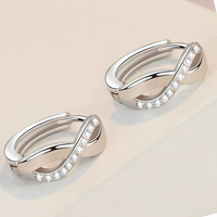 925 Sterling Silver Twist Zircon Earrings for Women – Elegant Geometric Clip 804