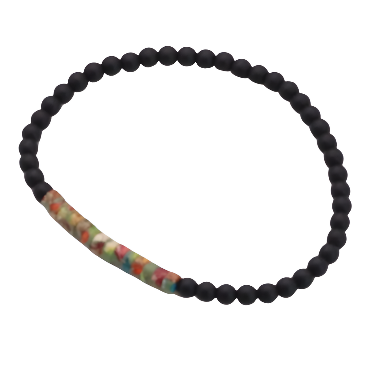 Mixed Emperor Stone & Onyx Minimalist Bracelet, 4mm Beaded Strand b128